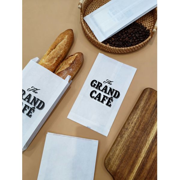 Customized Flat Satchel Kraft Paper Bag Use For Bakery Bread Food Bag