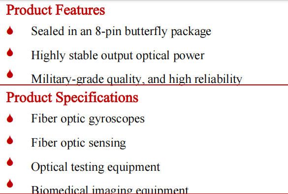 1310nm Wavelength High Power Output Broadband Spectrum Superluminescent Diode (SLD) for Optical Applications
