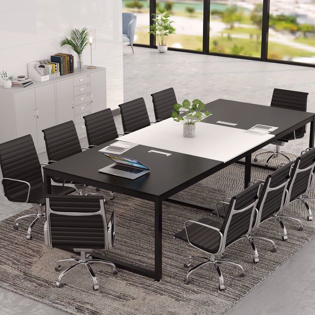 8ft Traditional Design Metal Meeting Room Table and Chairs Set for Small SOHO Office