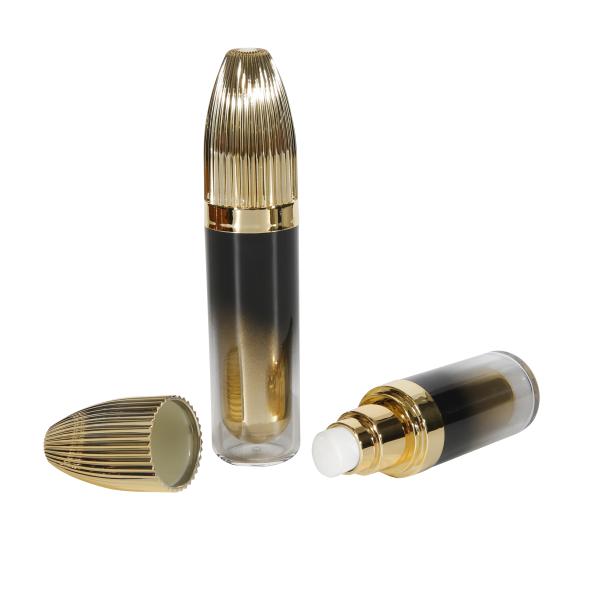 Tipo de bomba Con anillo de aluminio Oro negro Acrílico Crema cosmética Envasado Jar 30ml Botella de spray Envasado de lujo para el cuidado de la piel