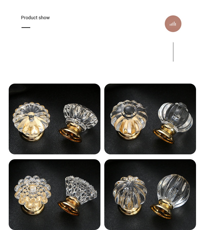 Diamond Crystal Handles Single Hole Pots Lids Top Beads Wardrobe Doors Acrylic Plastic Furniture Drawers  Handles for Bedroom