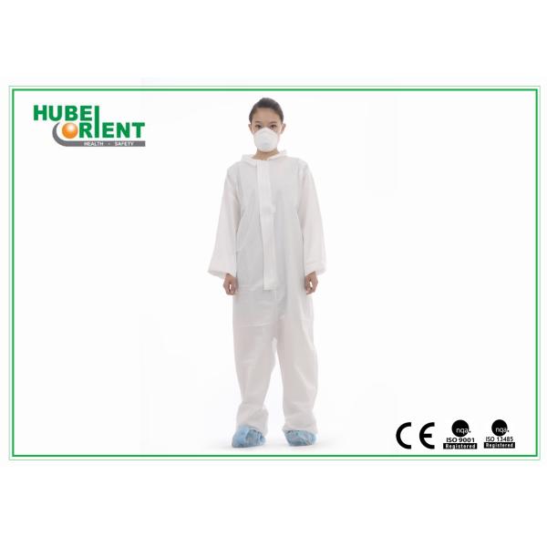 Waterproof White Disposable Protective Suits Without Hood/Feetcover for Factory use