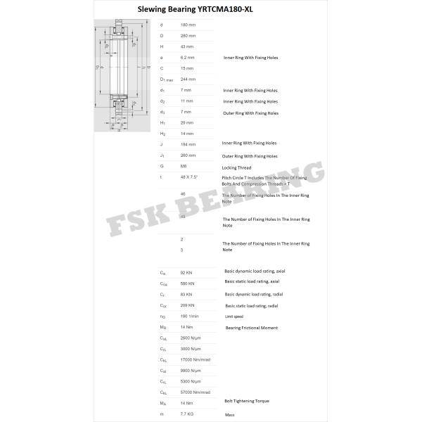 Double Direction YRTCMA180-XL , YRTCMA180-XL Thrust Roller Slewing Bearing Axial/Radial