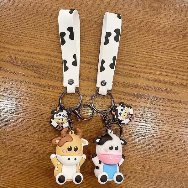 Персонализированные 3D Силиконовые коровьи животные ключи Pendant Keychain для сумочки и рюкзака