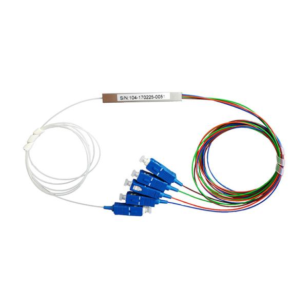 4 Way 1x4 Fiber Splitter Optical Power 1550nm Steel Tubular G657A1