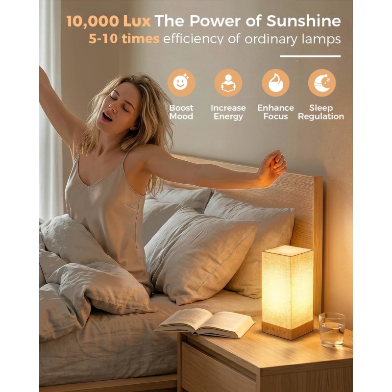 VALED 10,000 Lux UV-Free Light Therapy Lamp with 5 Brightness Levels and 3 Color Temperatures