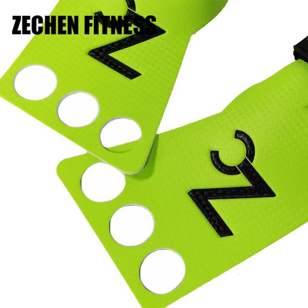 Workout carbon leather palm protect gloves 3 holes green crossfit hand grips for WOD