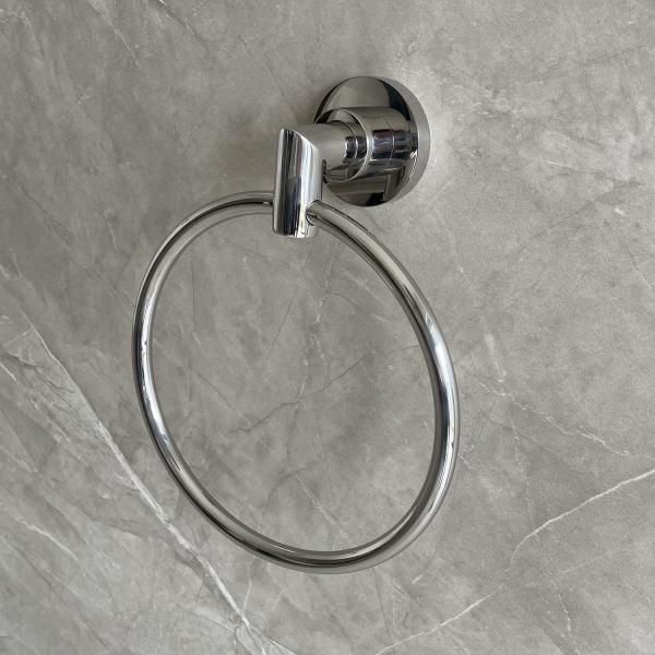 Heavy Duty Bathroom Towel Rings Simple Round Polished 304 Stainless Paper Towel Holder Wall Mount
