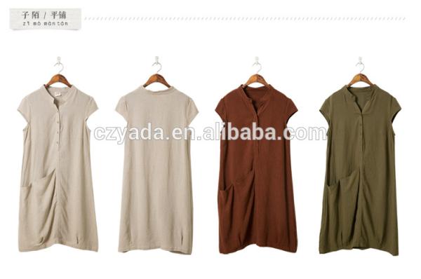 2016 New Ladies Hot Sale Plus Size Linen Dress Manufacturer In China
