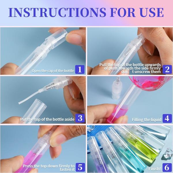 3ml Mini Spray Bottle, 10 Pack 3ml Mini Clear Plastic Spray Bottle Empty, Fine Mist Refillable Mini Perfume Bottle