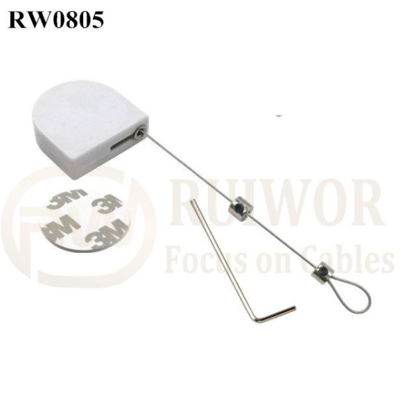 RW0805 D-Shaped Mini Retractable Tether Plus Adjustalbe Lasso Loop End By Small Lock And Allen Key
