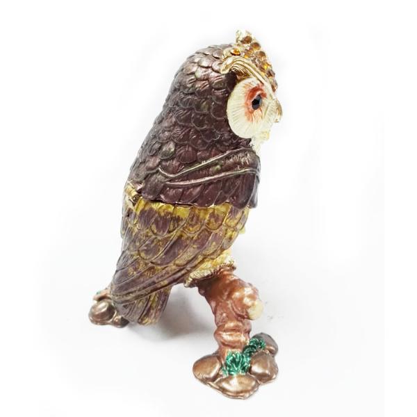 Mun and baby owl bird jewelry box enamel owl trinket jewelry owl decorative box  trinket box