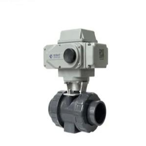Plastic UPVC Electric Ball Valve Thread Connection For Water Acid And Corrosive Liquid