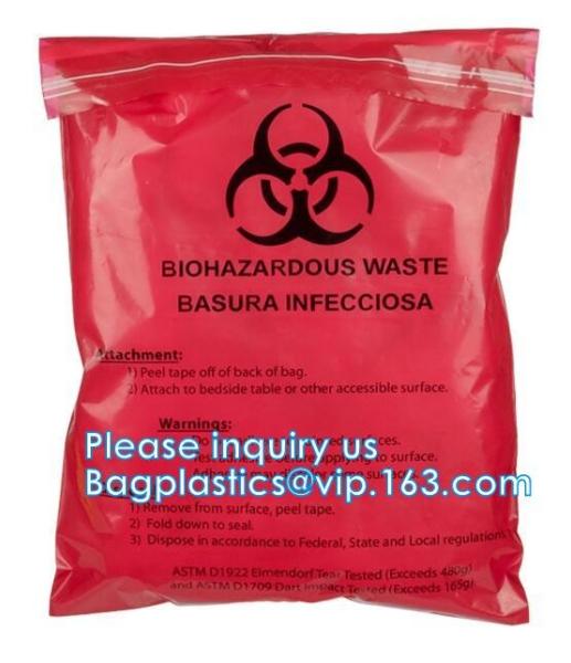 Blood Transport Bags, First Aid Bag Pac Pre-Printed Poly Bags For Disposing Waste. Plastic Bags For Health Applications