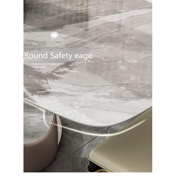 Обеденный стол белого серого цвета мраморный каменный и предводительствует набор столовой ПК 4 6