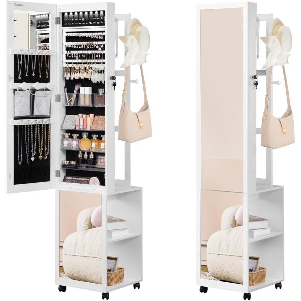 Cabinet de espejos de madera de longitud completa sin marco Cabinet de joyas de espejo moderno