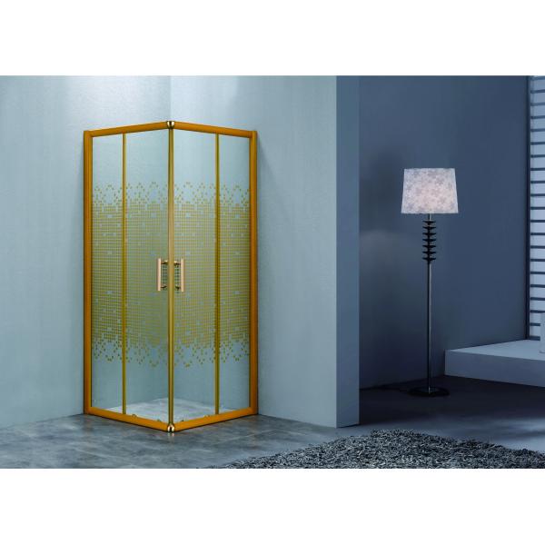 Baño OEM / ODM Gabinete de ducha de vidrio con mango de oro de acero inoxidable