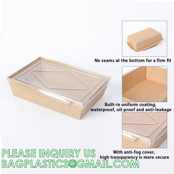 Wooden Food Packaging Box Cake Dessert Container With Plastic Cover, Take Out Pastry Cake Lunch Sushi Tray