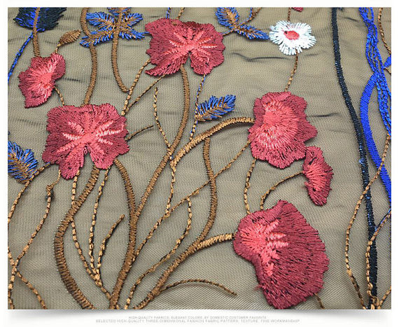 Ткань шнурка сетки 100% полиэстер тяжелая флористическая вышитая для платья костюма ДИИ