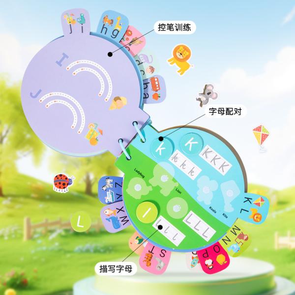 2025 New Design Baby Letters 26 English Letters in Red Words Cognitive Card Children's Paste Book Toy Educations Toys for Kids