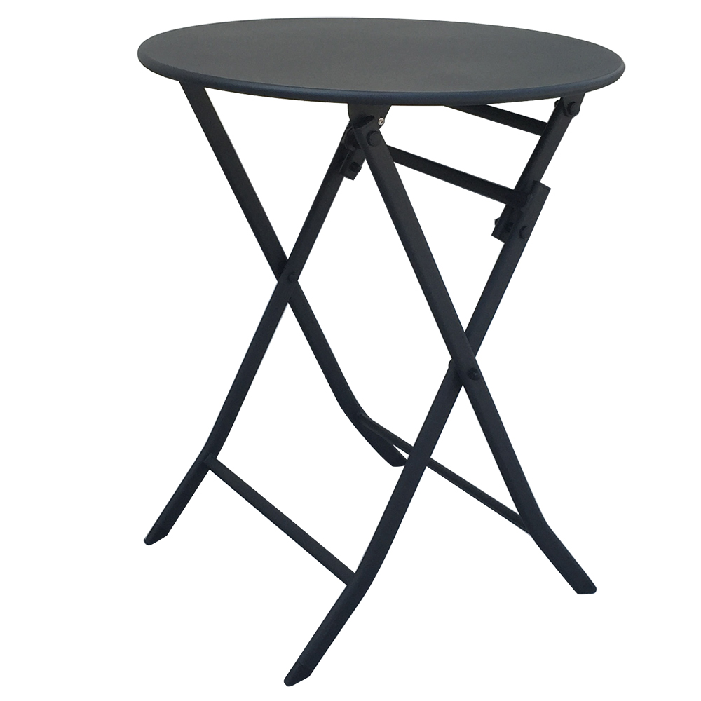 Wholesale Price Outdoor Furniture Iron Frame Folding Table and Chair Black Rust Prevention Fold Chairs and Round Table