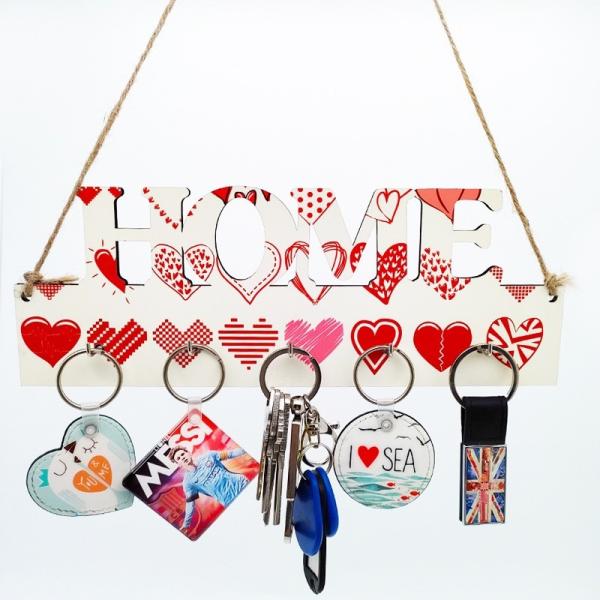 5mm Thickness Sublimation MDF Blanks LOVE HOME FAMILY Wooden Key Sign