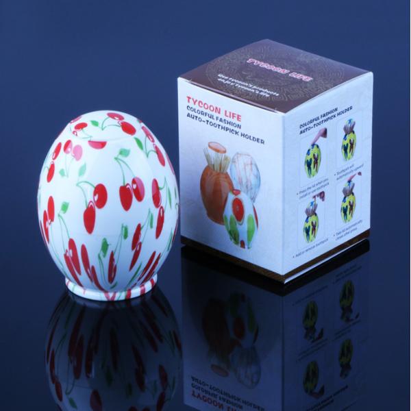 Plastic Refillable Cherry Printed ABS Decorative Toothpick Holder