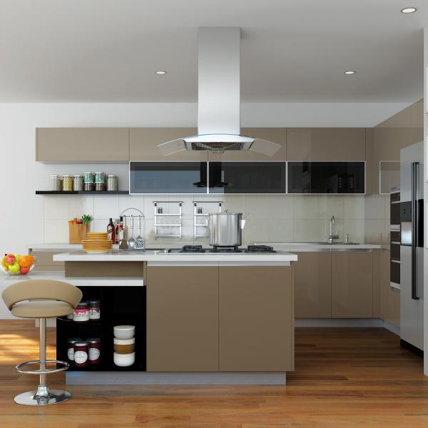 Free Design Mobiliário de cozinha modular Mobiliário de cozinha preto moderno Armários de madeira