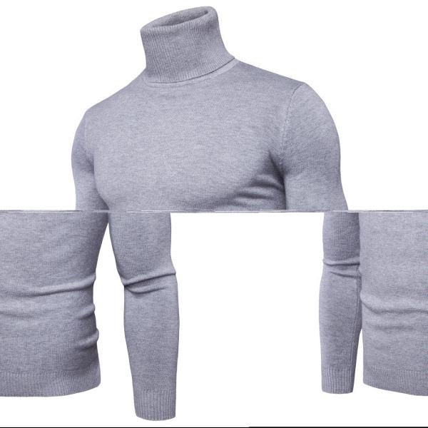 2022 Men's Solid Color Sweater with Two Lapels and High Elastic Material Function