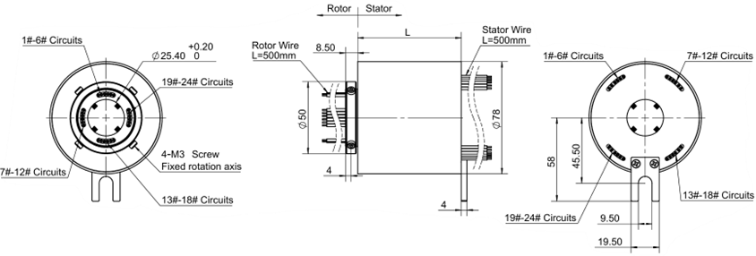 Multi Circuit Through Bore Slip Ring For Military Devices / Radar Antennas / Robotics