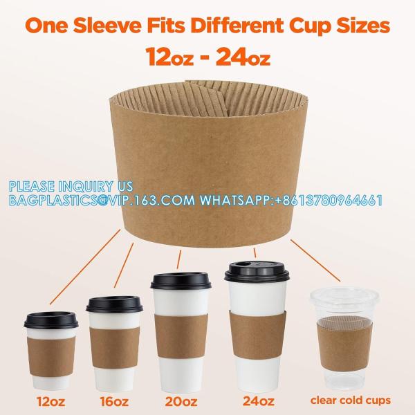 Christmas Paper Coffee Cup Sleeves, Disposable Corrugated Cardboard Paper Jacket Fit 12oz, 16oz, 20oz, 24oz
