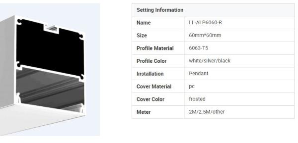 Surface Suspension Mounted Aluminum LED Profile Alloy 6063 Alu Extrusion Profile with CE Rohs