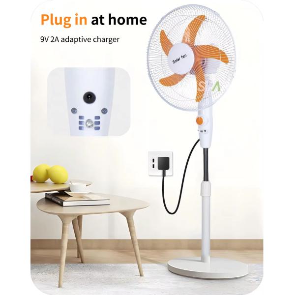 16 Inches Solar Standing Fan 15W Energy-saving Solar Powered Fan Rechargeable