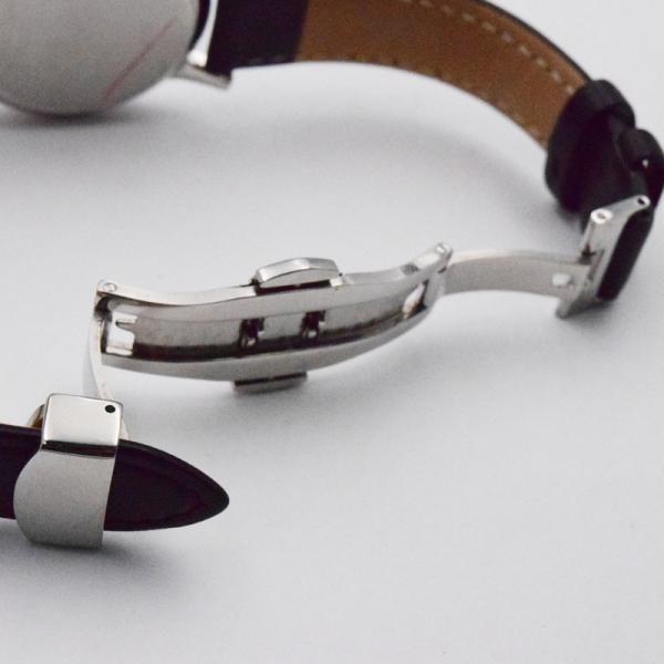 Swiss Ronda Movement Womens Stainless Steel Watch 5 ATM Black Leather Wrist Watch