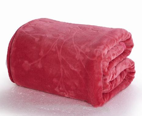 Solid Color Embossed Flannel Throw Blanket For Home / Hotel / Hospital Anti - Static