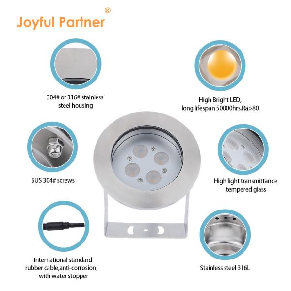 Underwater Spot Light Stainless Steel Super Bright DIA115MM RGB For Swimming Pool Outdoor