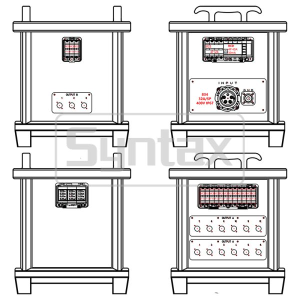 Syntax MK2 Portable Power Distribution Box With 32A/5P 400v IP67 Input Inlet PE Material Fitted With Multi-functional Meter 46*46*55CM