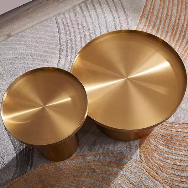 Gleam Brass Nordic Style Coffee Table , Minimalist  Stainless Steel Bedside Table