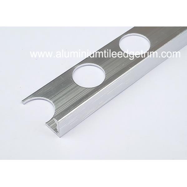 Brushed Silver Effect Aluminium Straight Edge Tile Trim For 6mm Ceramic Tile