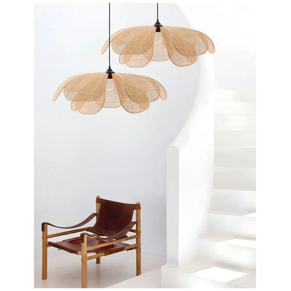 Restaurant Lighting Living Room Parlor Bar Decor Japanese Wicker Art Petal Pendant Light(WH-WP-141)