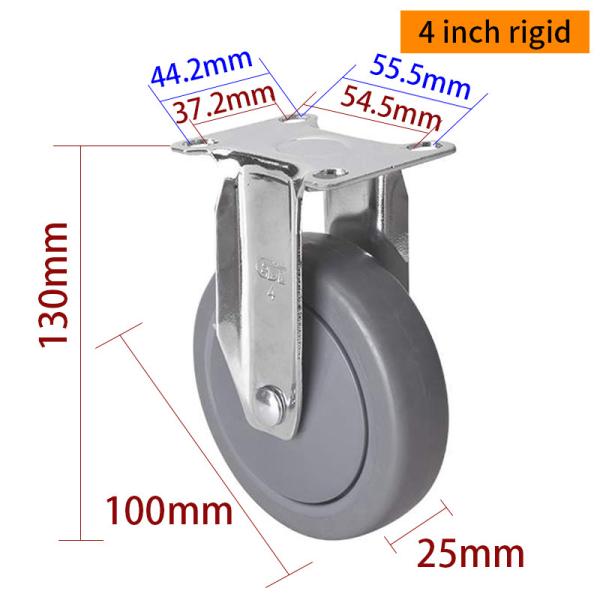 Chrome Coating 4 Inch Industrial Casters Wheels 100mm 3724P-57