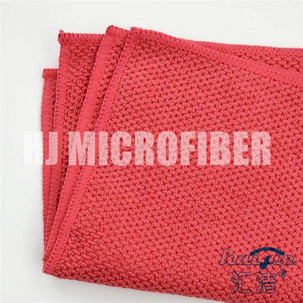 Microfiber red square 80% polyester and 20% polyamide piped household knitted big pearl towel