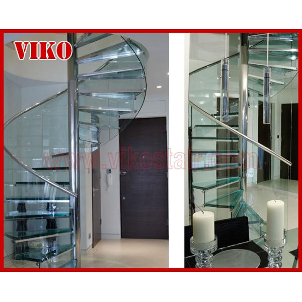Spiral StaircaseVH35S Glass Railing Tread Glass Aluminum Stair Curved Glass Handrail 304 Stainless Steel 12mm Glass