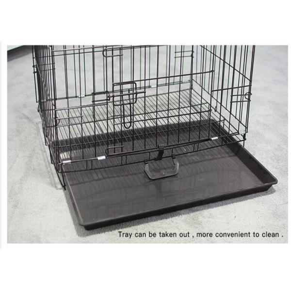 Stainless Steel Foldable Pet Cage Collapsible Metal Pet Crate With Removable Tray