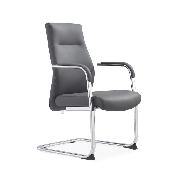 PU Pad Armrest Leather Office Swivel Chair Office Visitor Chair Chrome Steel Frame