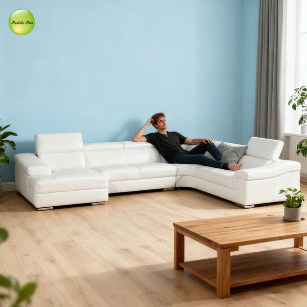 Wabi - Sabi White Leather Modular Sofa: Minimalist Charm, Natural Texture – Serene Contemporary Spaces Elevate