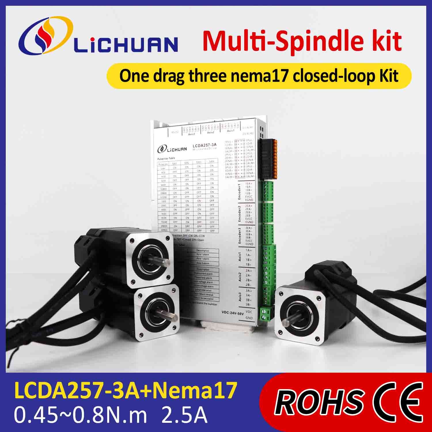 Lichuan 3A DC Closed Loop Stepper Motor Drivers Kit 0.8N.m 2 Phase Nema17 DC24V