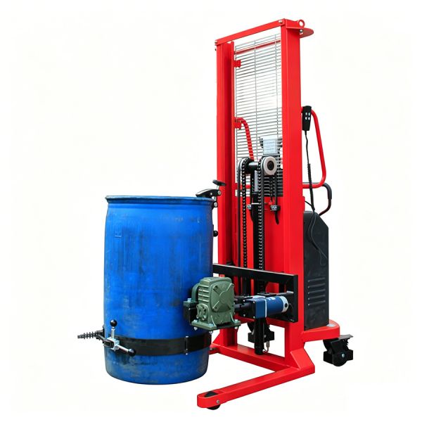 Mobile Semi Electric Hydraulic Drum Lifter Tipper 450kg Hand Crank Controlled