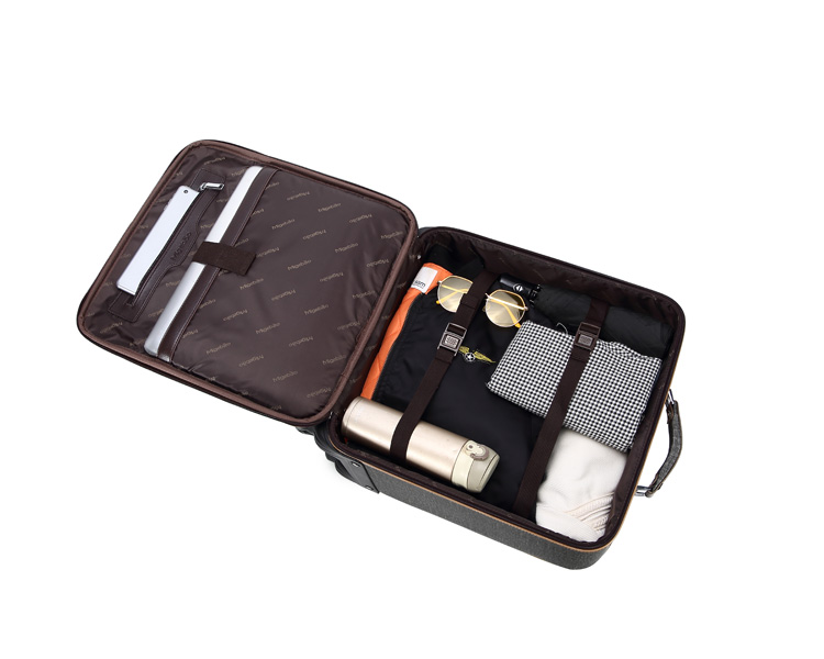 Luxury Modern Leather Luggage Bag Trolley Water Resistant Luggage With Spinner Caster