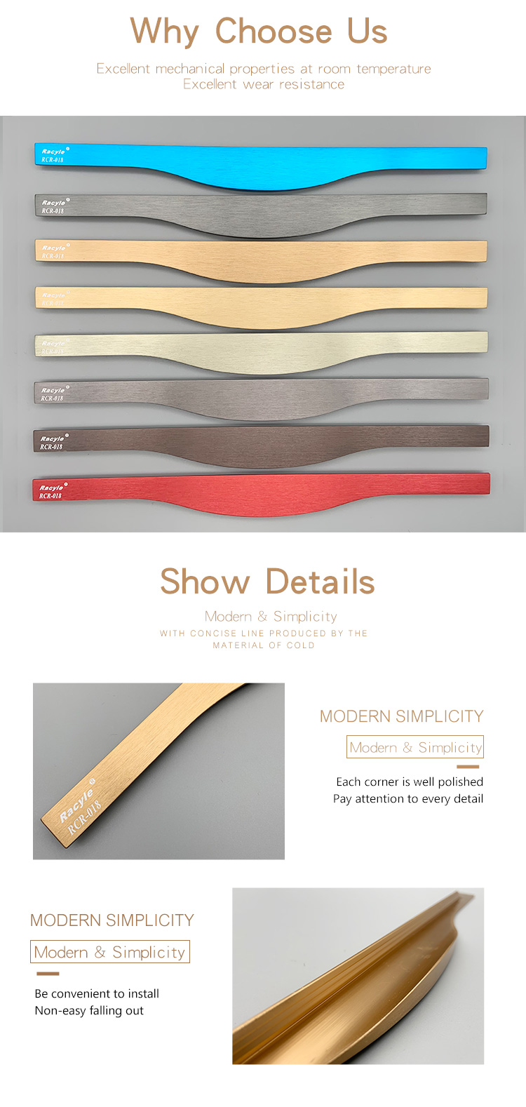 Kitchen Cabinet Door Frame Profile Pull Handle Edge Banding Edge Handle Furniture Handle & Knob Aluminium Alloy Modern Simple